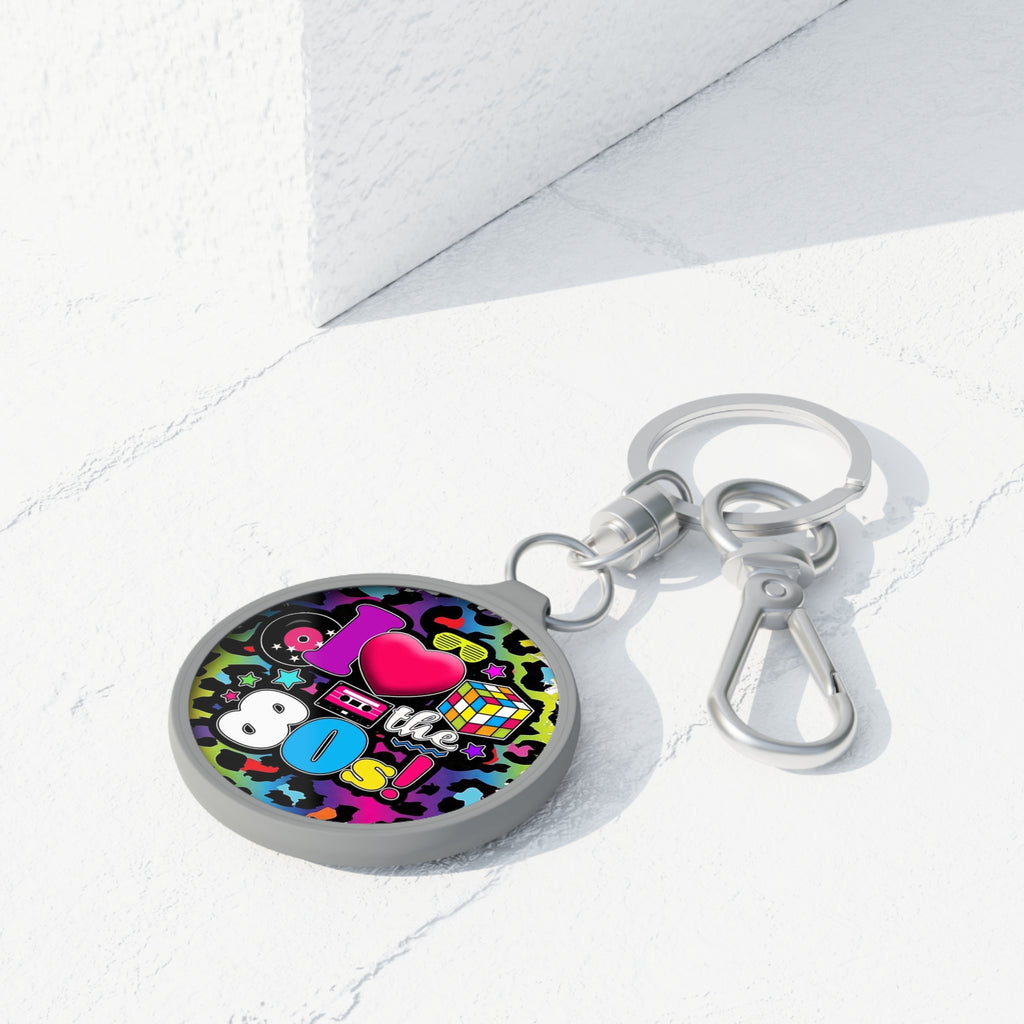 I Heart the 80s Keyring Tag — Retro Neon Rubik’s Cube Keychain