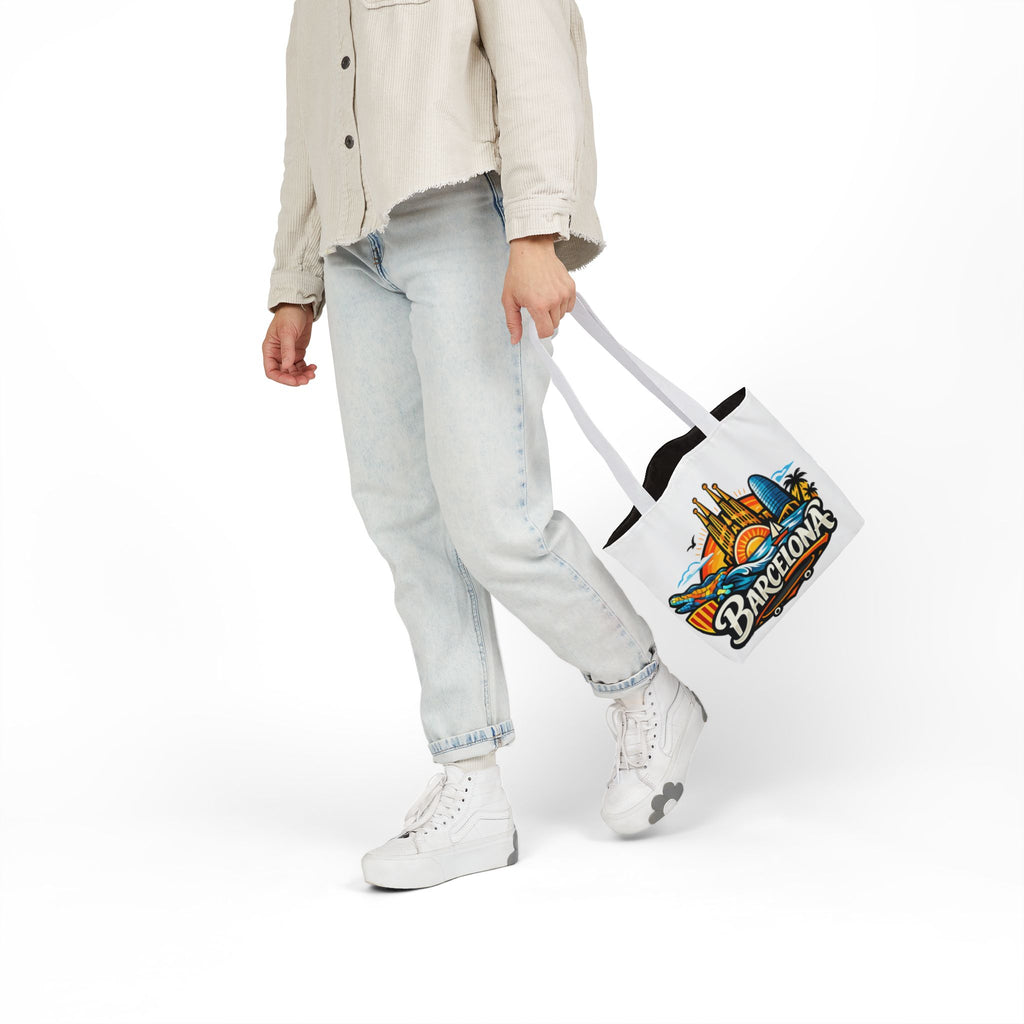 Barcelona Skyline Canvas Tote Bag — Colorful Travel Souvenir Tote