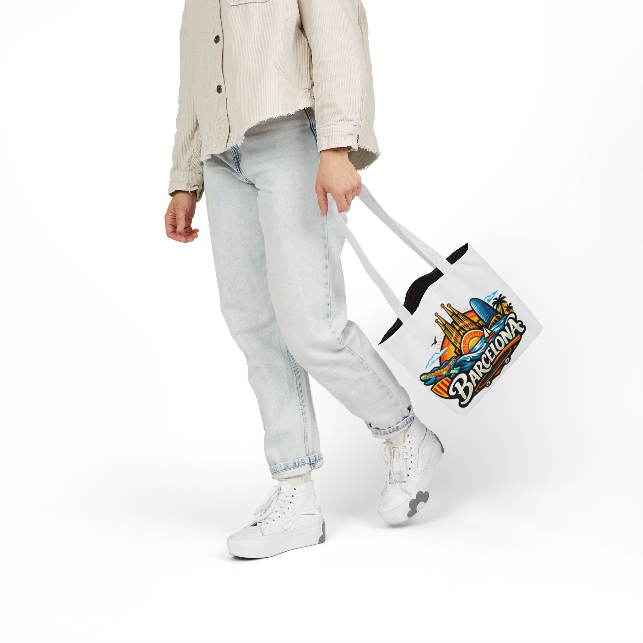 Barcelona Skyline Canvas Tote Bag — Colorful Travel Souvenir Tote