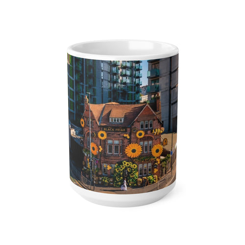 Black Friar Pub Manchester Sunflower Row House Ceramic Coffee Mug — 11oz & 15oz