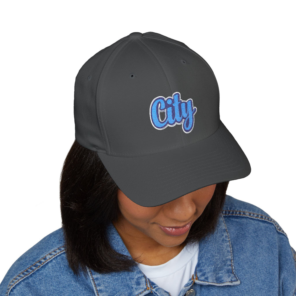 Embroidered "City" Script Closed-Back Baseball Cap