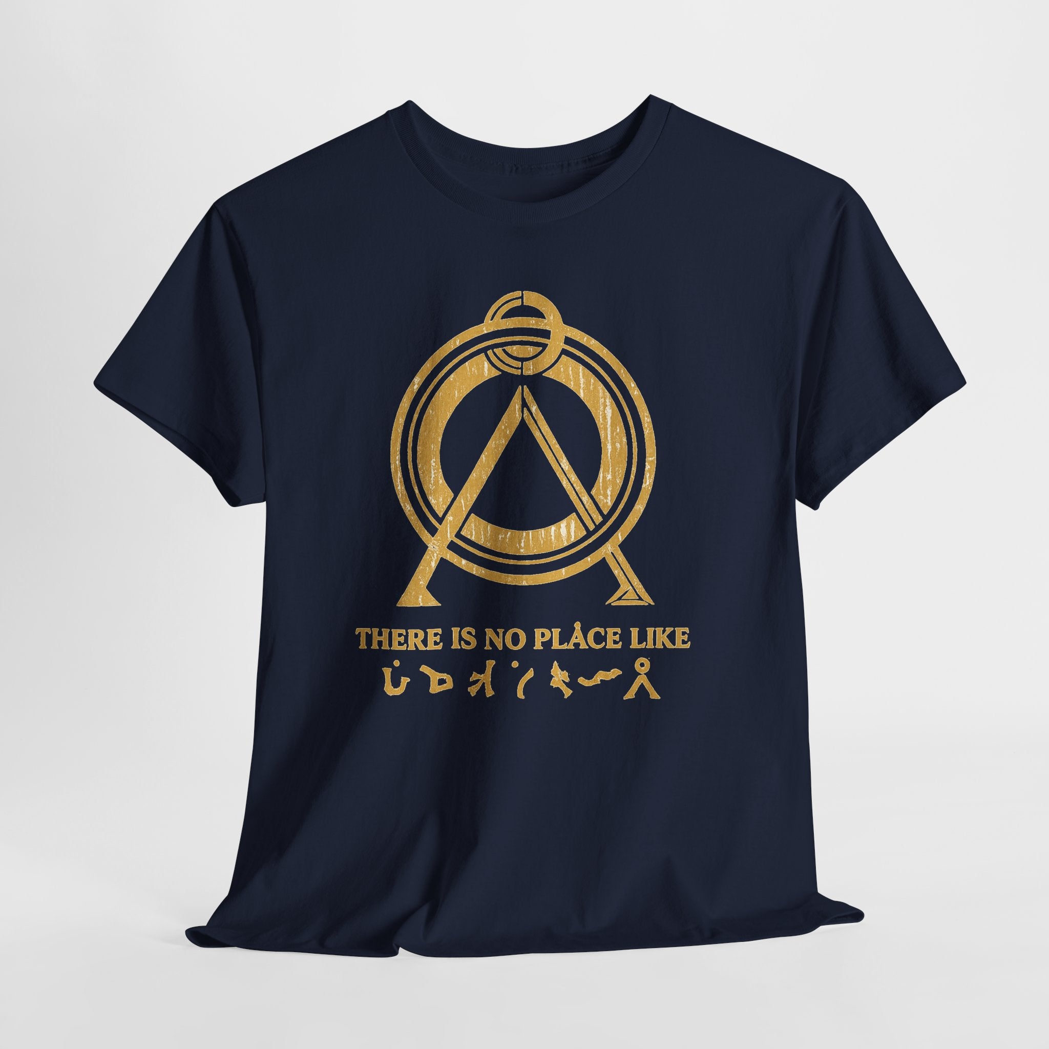 There Is No Place Like Home Graphic Tee — Vintage Gold Sigil T‑Shirt