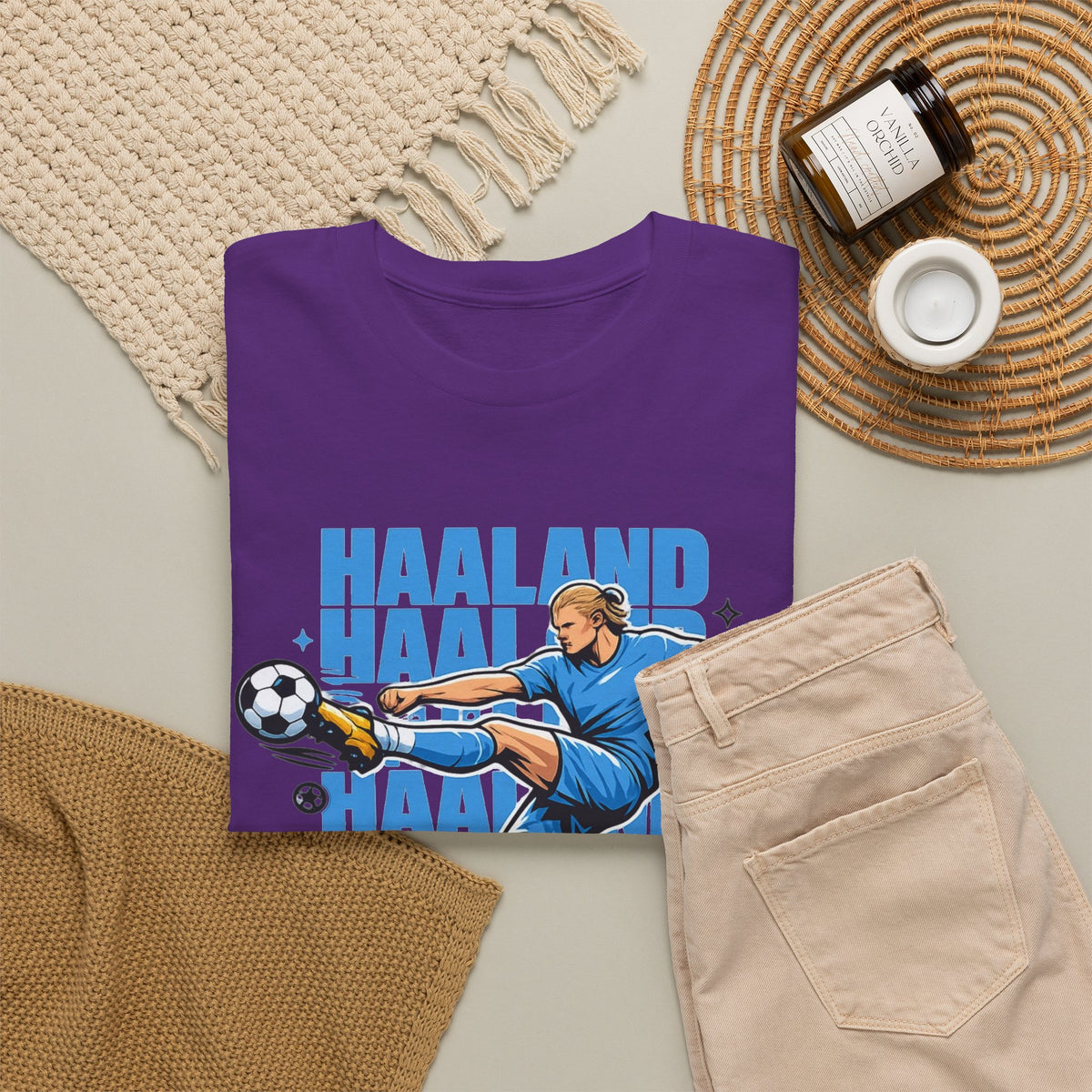 Haaland Manchester City Inspired Cotton T-Shirt — Striker Action Graphic Football Shirt