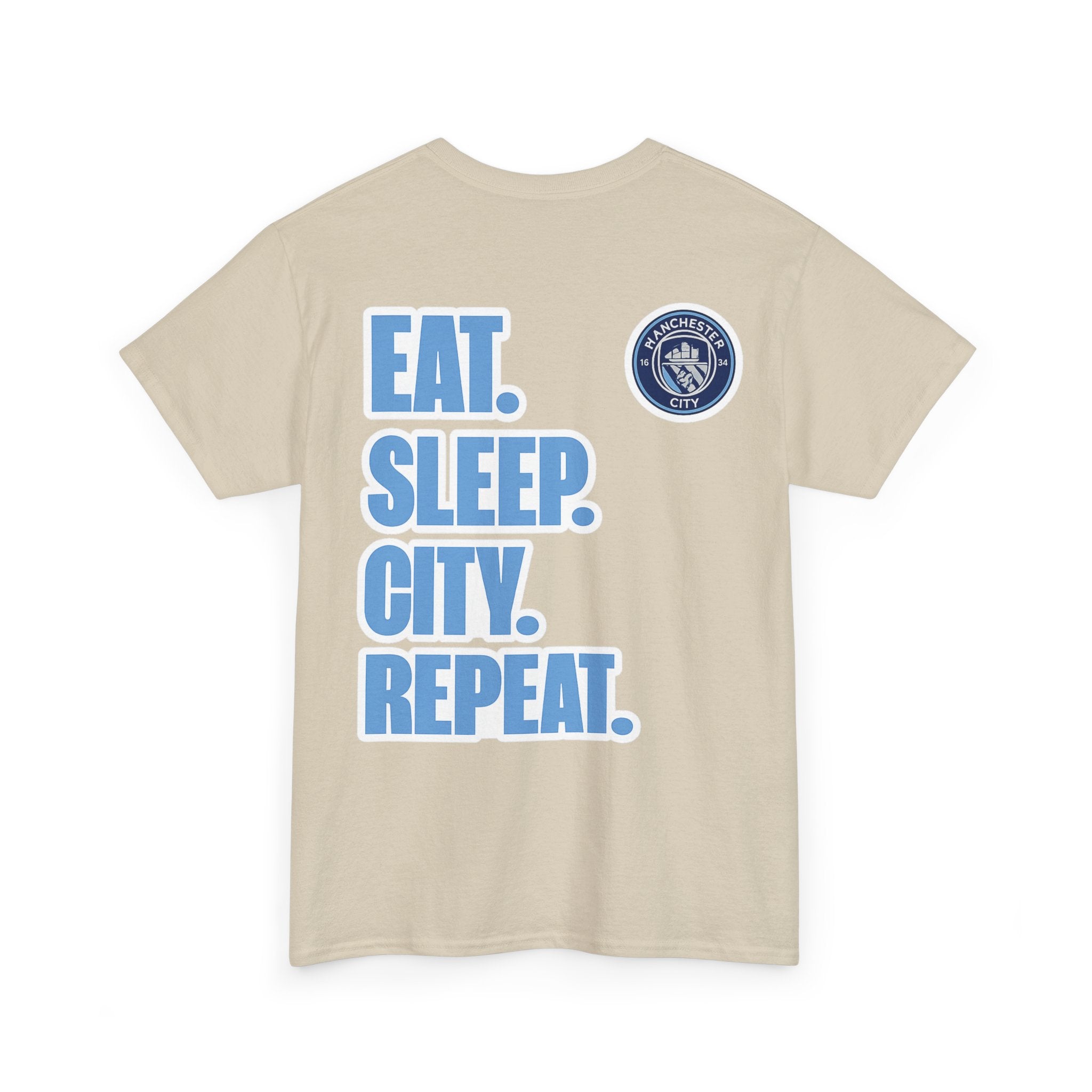 Manchester City T-Shirt – 'Eat. Sleep. City. Repeat.' Football Fan Tee