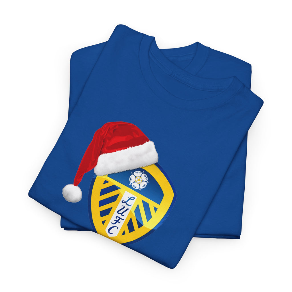 Leeds United Santa Hat Christmas Soccer Crest T‑Shirt – Festive Football Fan Tee