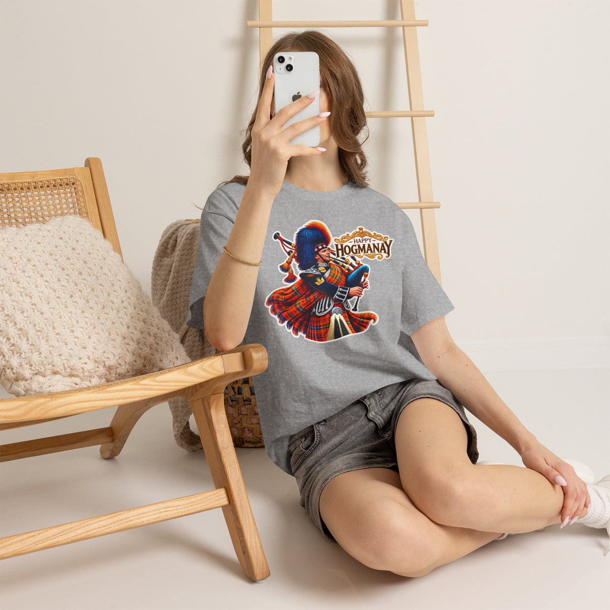 Hogmanay Bagpiper T‑Shirt — Happy Hogmanay Scottish New Year Tee