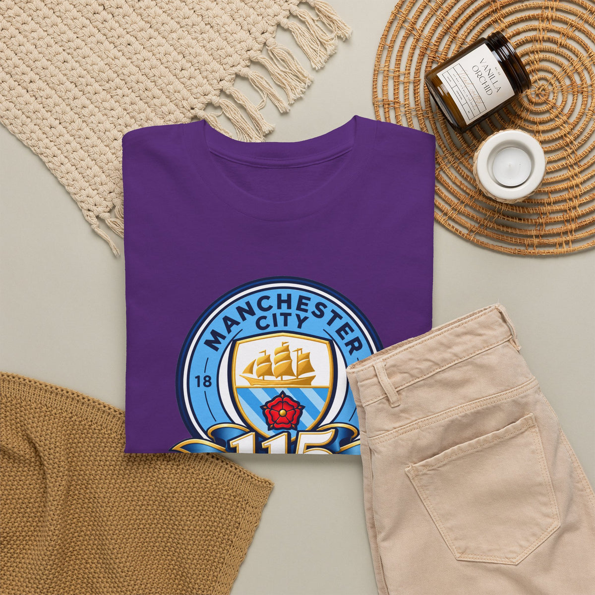 Manchester City 115th Crest Inspired Cotton T-Shirt