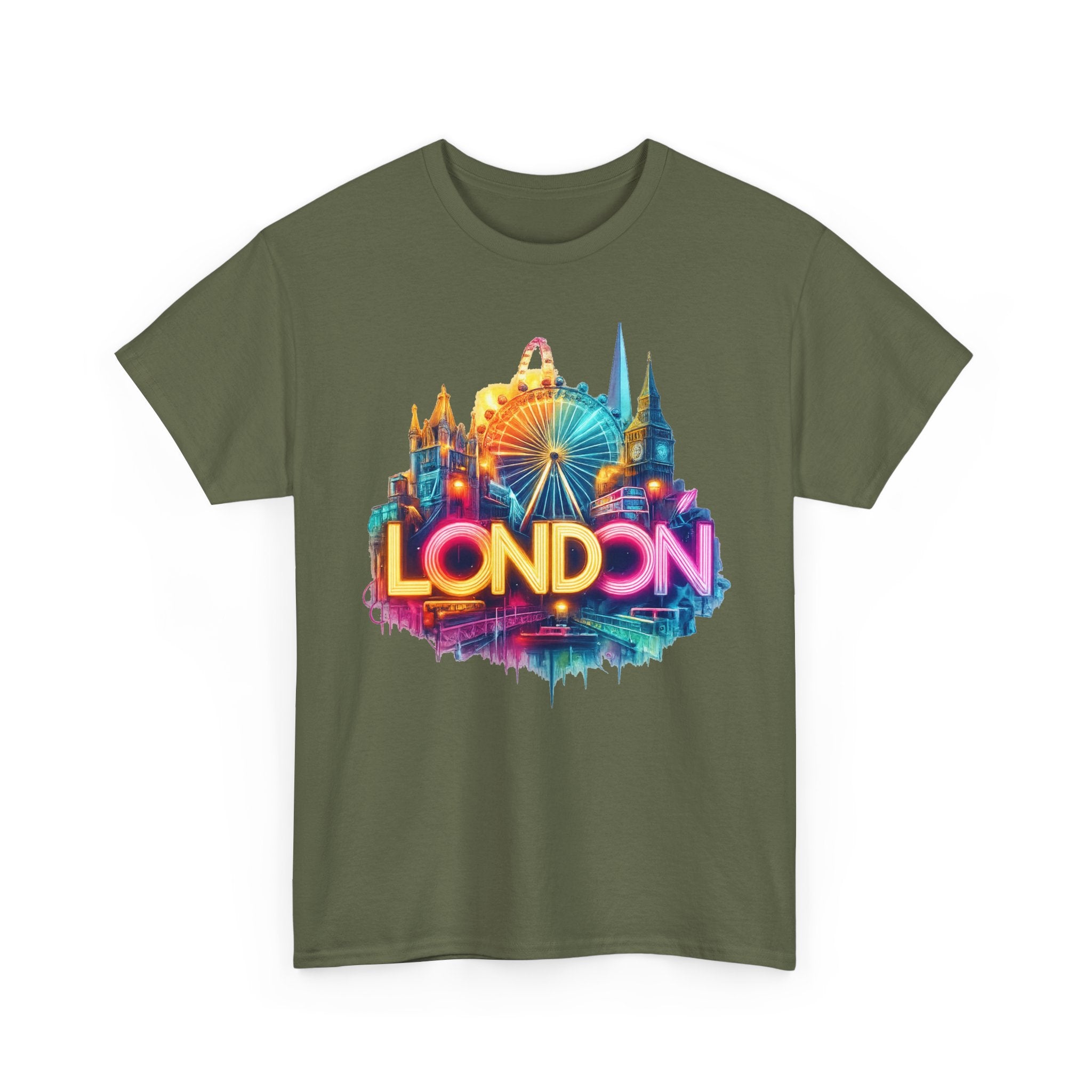 London Skyline Tee — Colorful Neon London Landmark T-Shirt