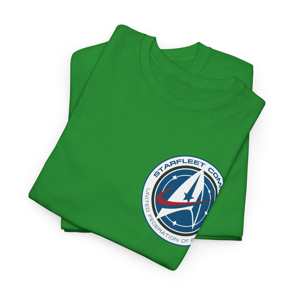 Starfleet Command Crew Logo Cotton T‑Shirt — Retro Rocket Emblem Tee