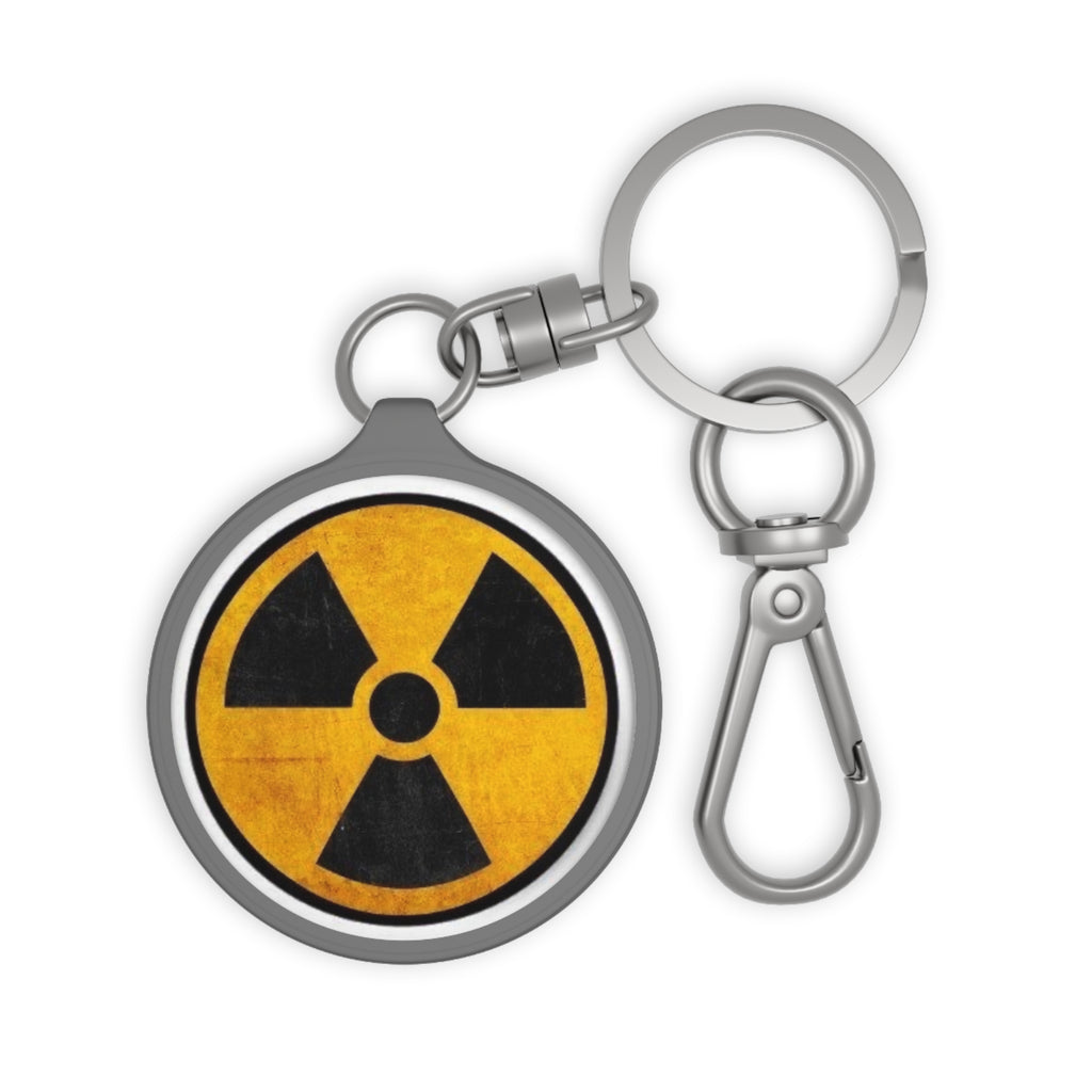 Radiation Hazard Keyring Tag — Retro Nuclear Warning Keychain