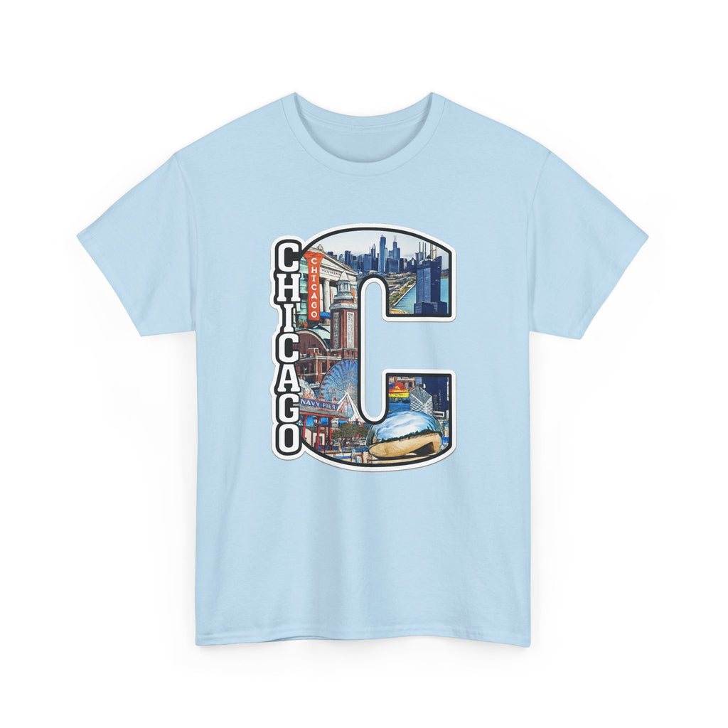 Chicago C Letter T-Shirt — City Skyline Graphic Cotton Tee