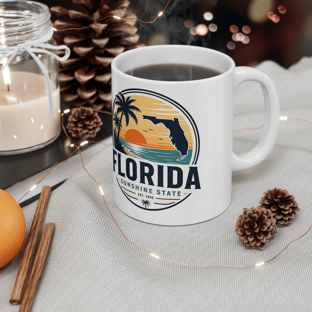Florida Sunshine State Sunset Mug — Ceramic Coffee Cup (11oz & 15oz)