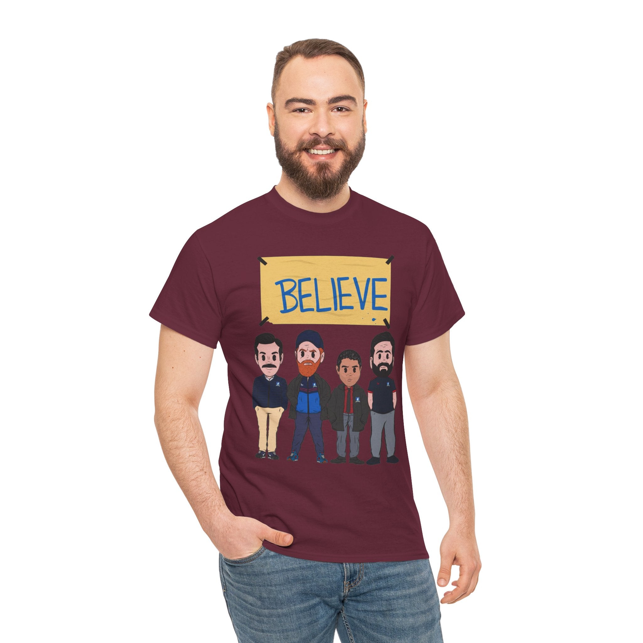 Ted Lasso Inspired Believe Cartoon Band Cotton T-Shirt