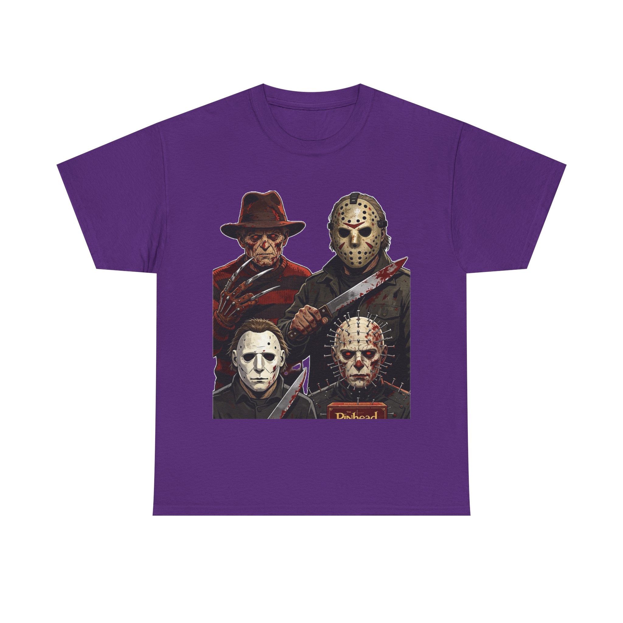 Horror Icons T-Shirt — Freddy, Jason, Michael & Pinhead Slasher Collage