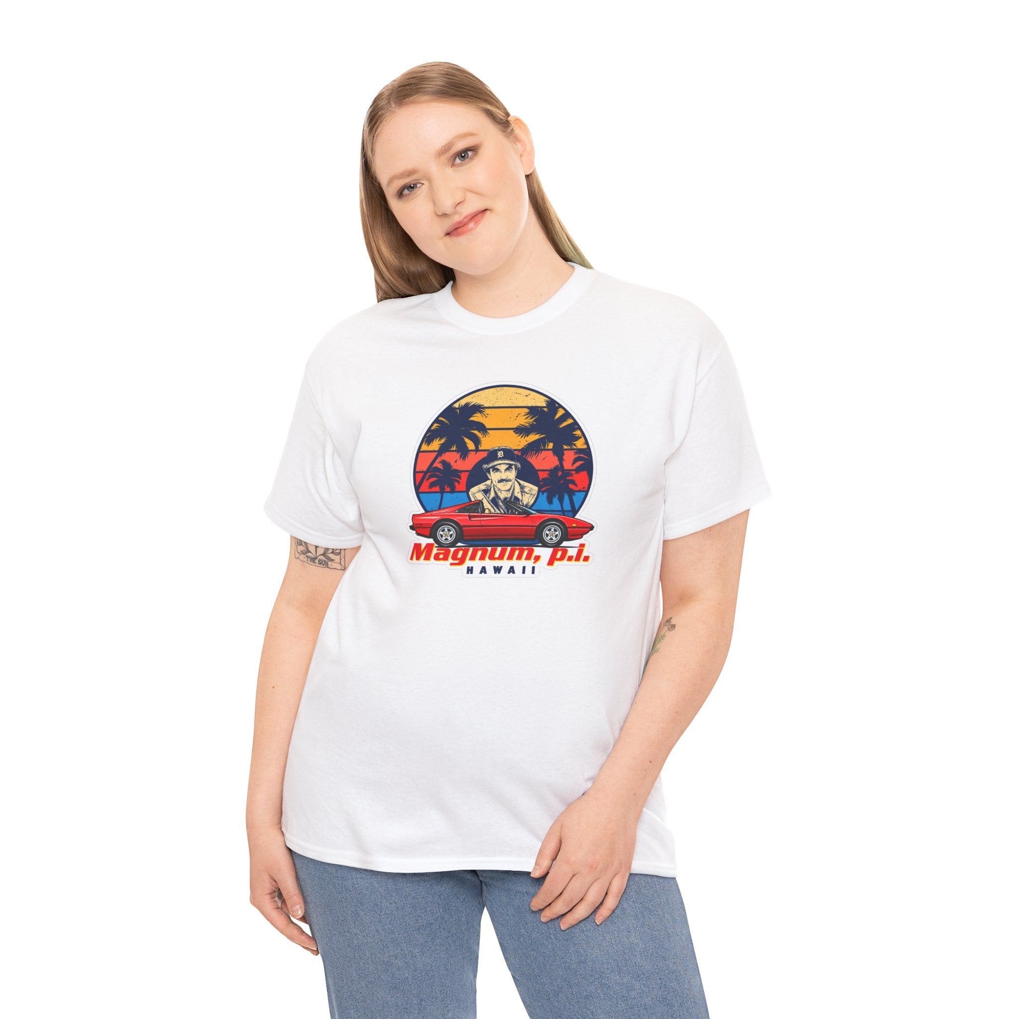 Magnum P.I. Hawaii Retro Sunset Cotton T-Shirt / Tee