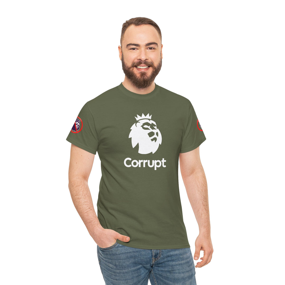 Premier League Corrupt Lion Cotton Tee — Satirical Graphic T-Shirt