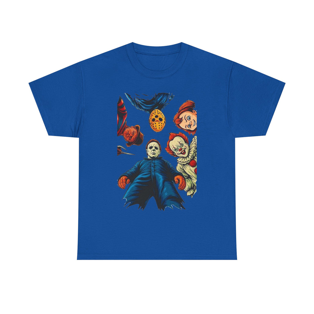 Horror Movie Icons Graphic Tee — Michael Myers, Jason & Classic Clowns Halloween T-Shirt