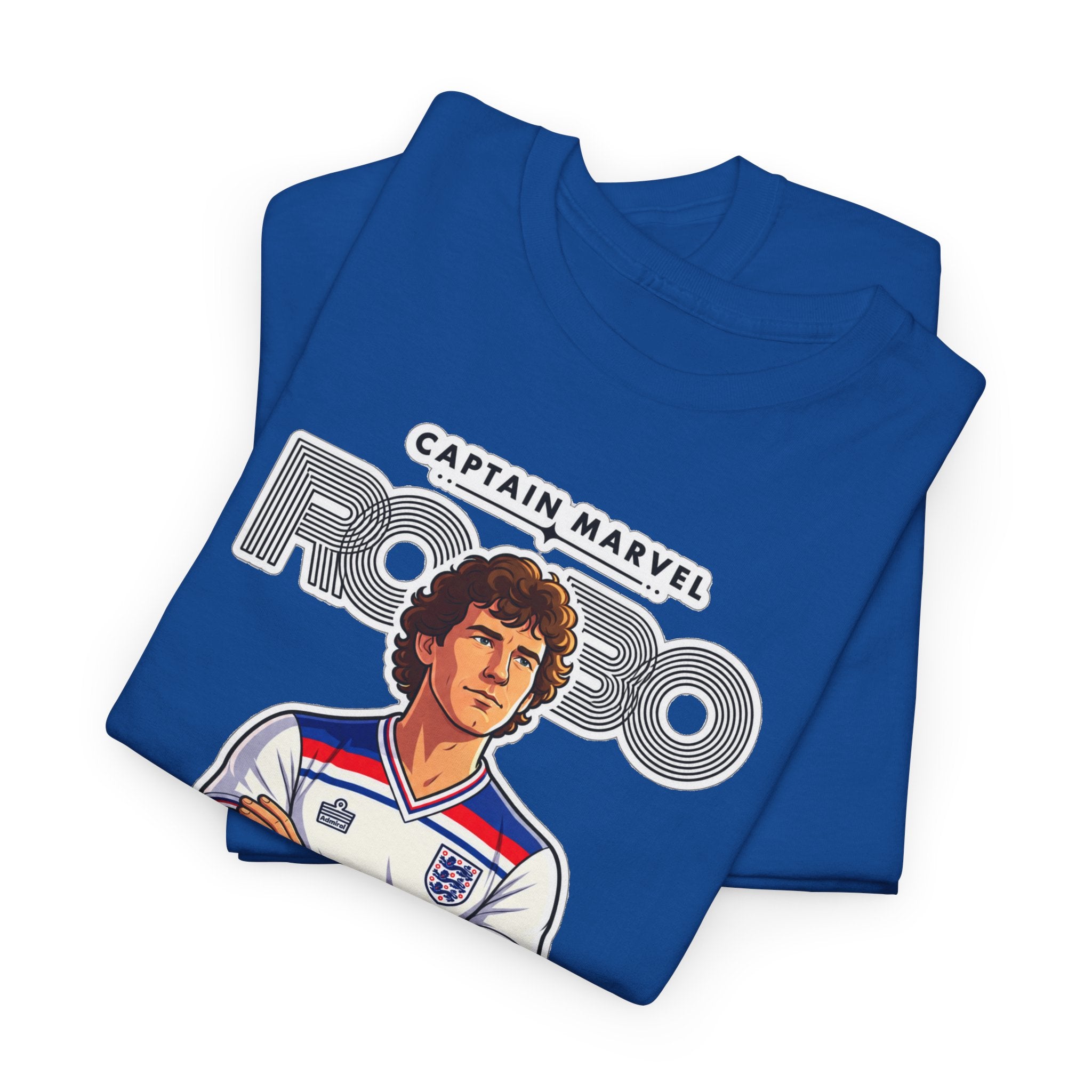 Bryan Robson Retro England Football Cotton T-Shirt / Tee — "Captain Marvel" Soccer Player Graphic