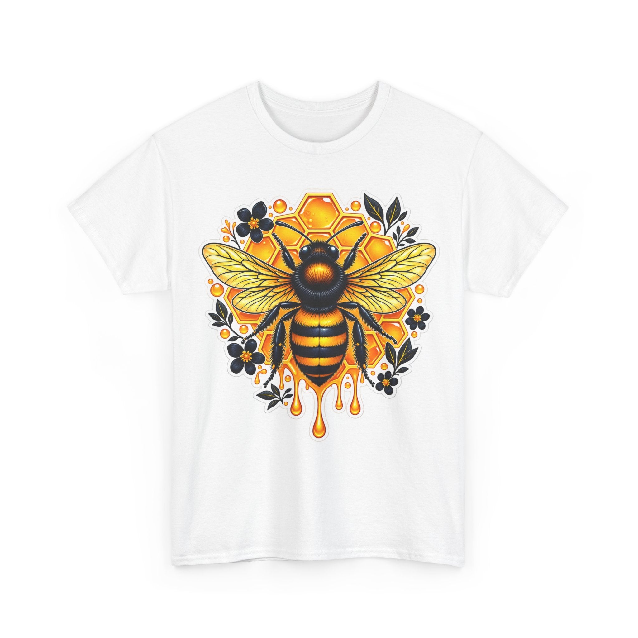 Manchester Bee Honeycomb T‑Shirt — Floral Dripping Honey Graphic Tee