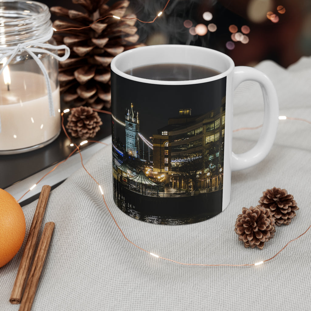 London Tower Bridge Nightscape Ceramic Mug — Tower Bridge Cityscape Coffee Cup (11oz & 15oz)