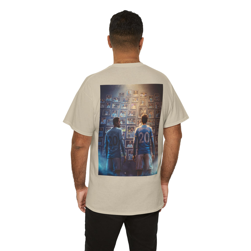 Bernardo Silva Manchester City Legend Graphic Tee — Player Cartoon Front & Tribute Poster Back