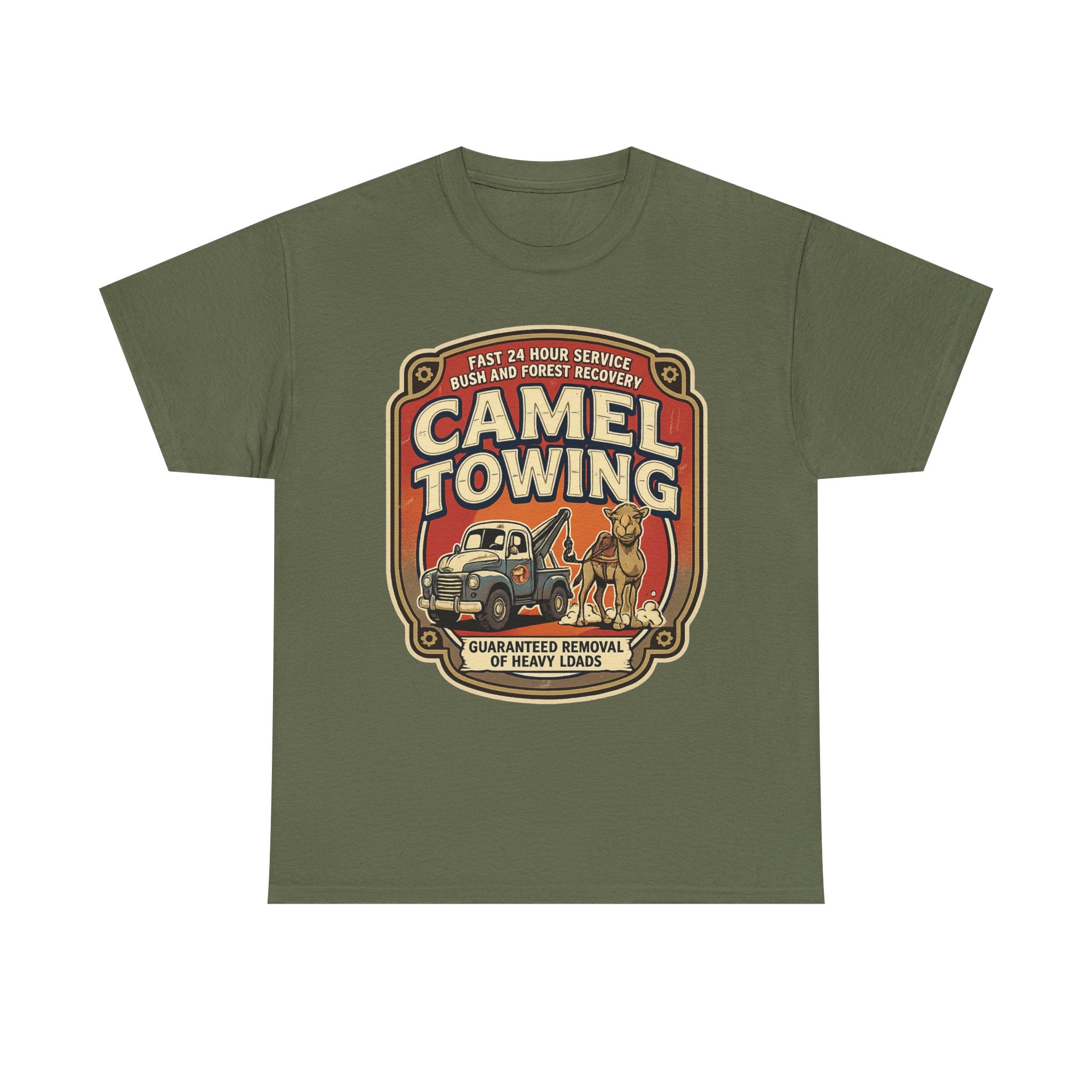 Camel Towing Tee — Vintage Desert Tow Truck Graphic T-Shirt