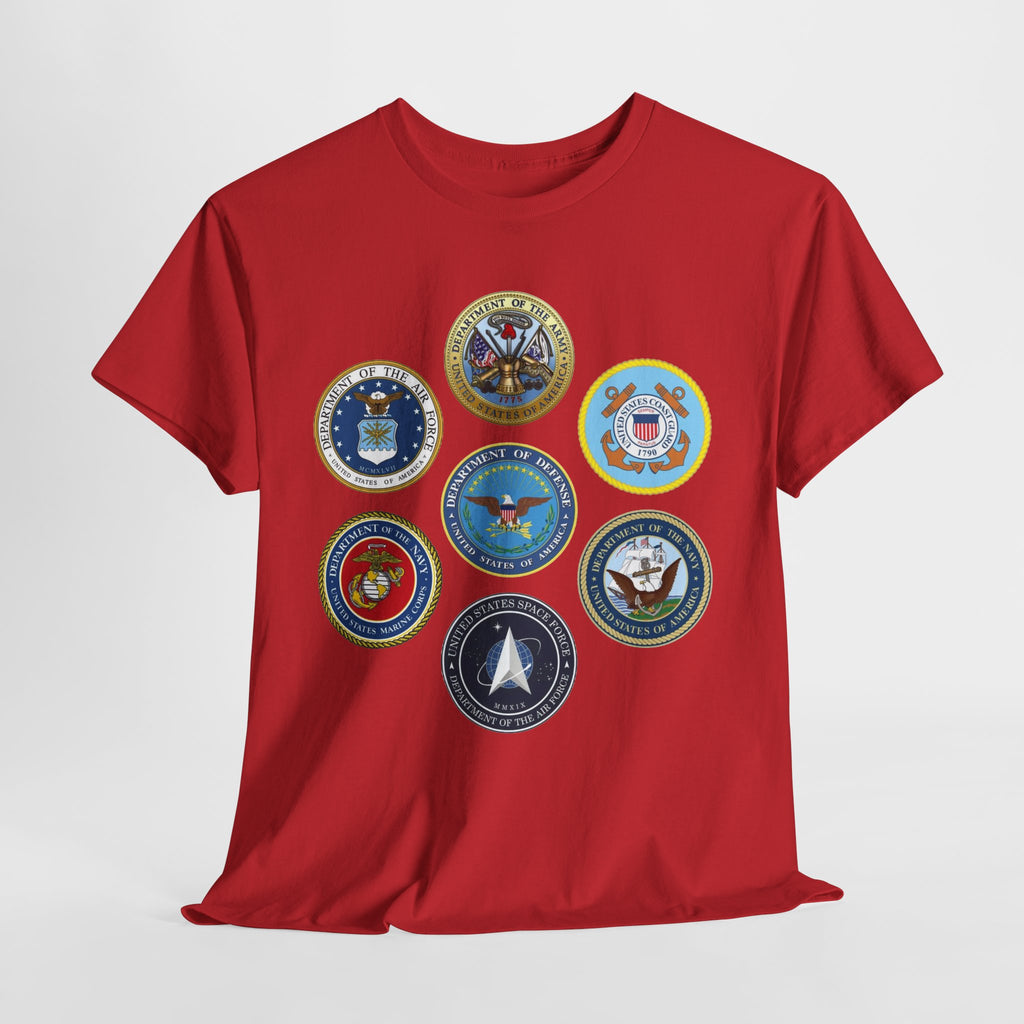 Military Branch Seals T-Shirt — Vintage US Armed Forces Emblems Tee