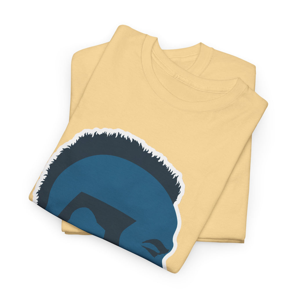 Mr T Profile Silhouette T‑Shirt – Blue Head & Gold Earring Graphic