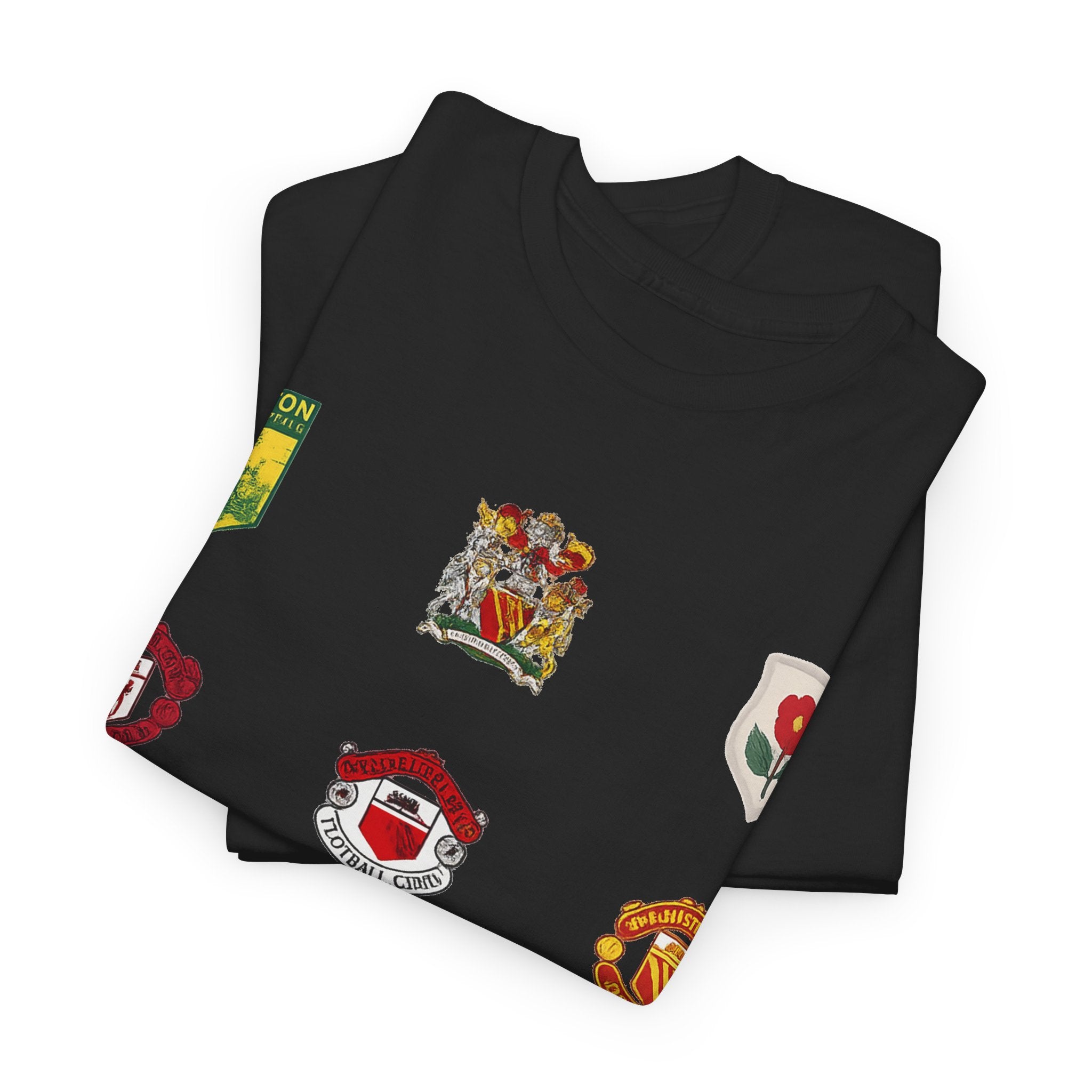 Manchester United T-Shirt — Vintage Football Club Badge Collage Tee