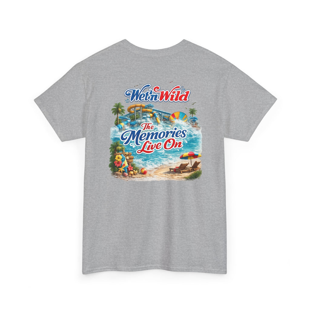Wet'n Wild Beach Tee — "The Memories Live On" Retro Island Graphic Shirt