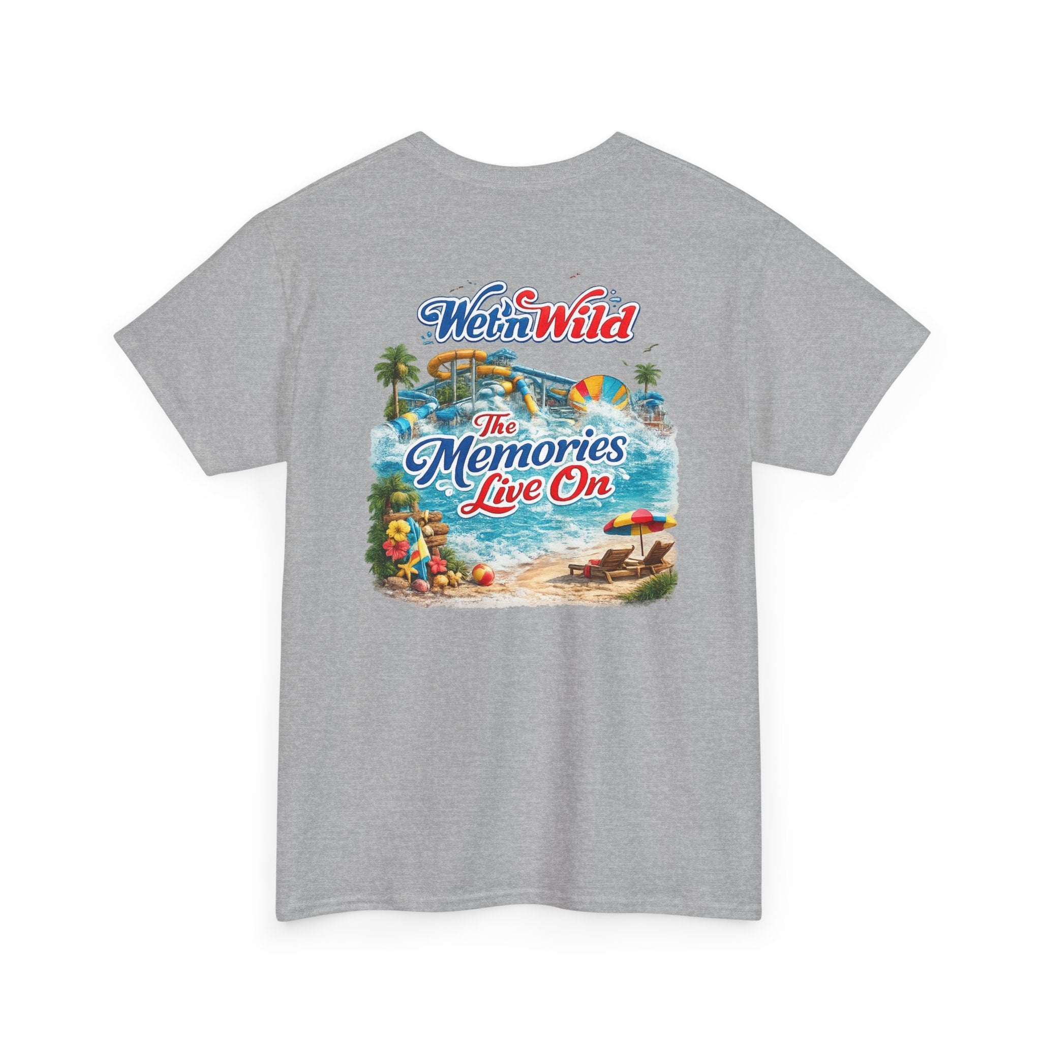 Wet'n Wild Beach Tee — "The Memories Live On" Retro Island Graphic Shirt