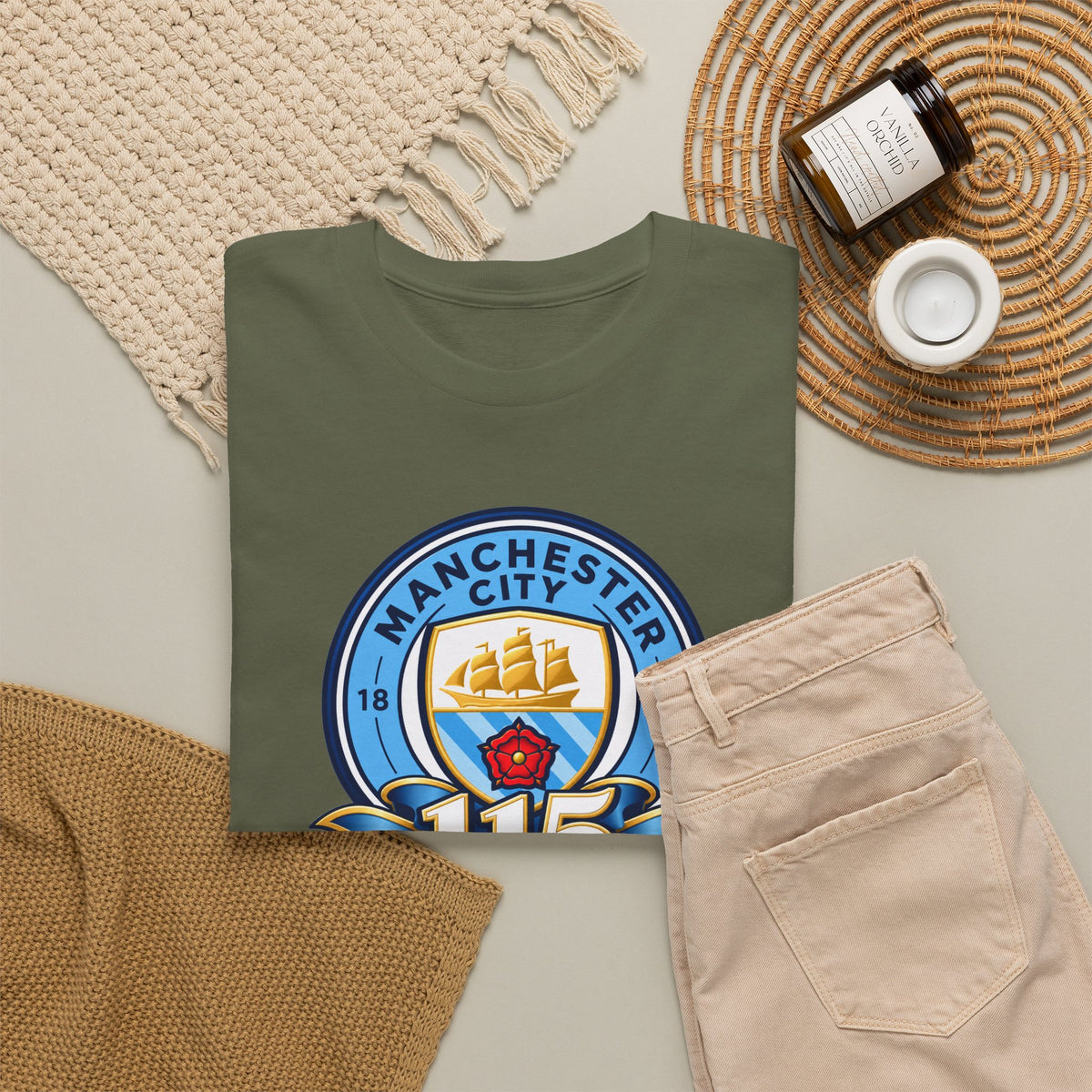 Manchester City 115th Crest Inspired Cotton T-Shirt