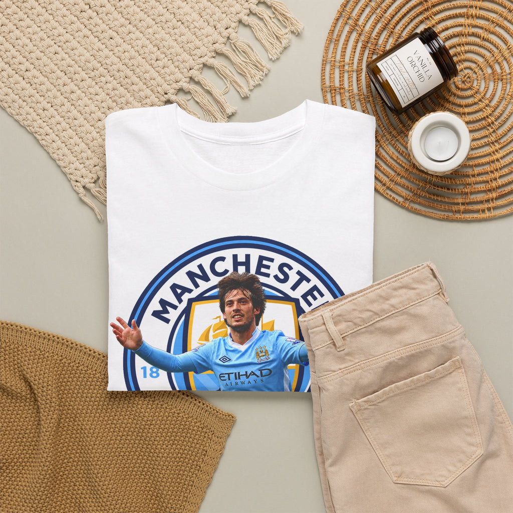 David Silva Manchester Legend Football Tee — Player Celebration Design