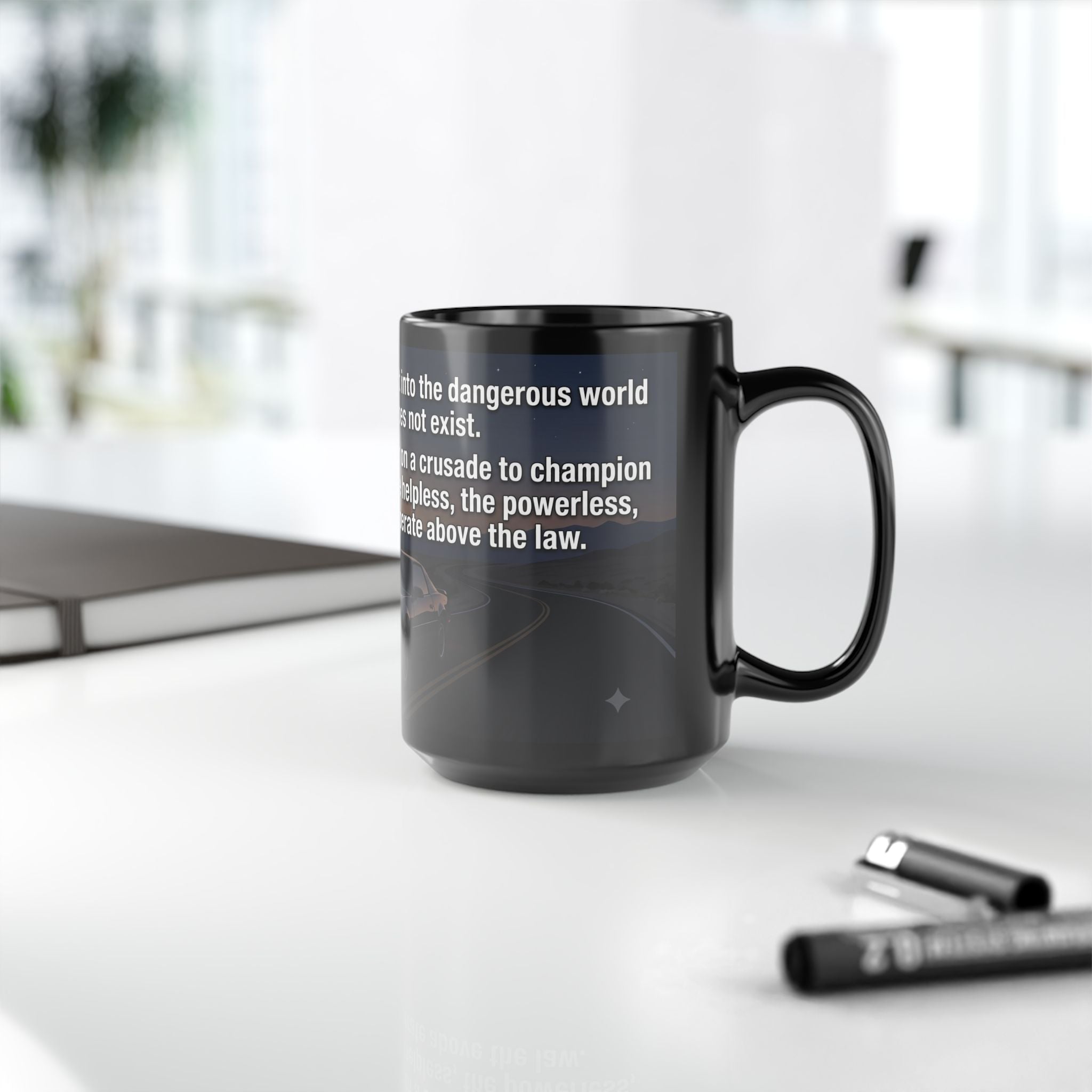 KITT Knight Rider Quote Black Mug — Retro Techno Car Coffee Cup (11oz/15oz)
