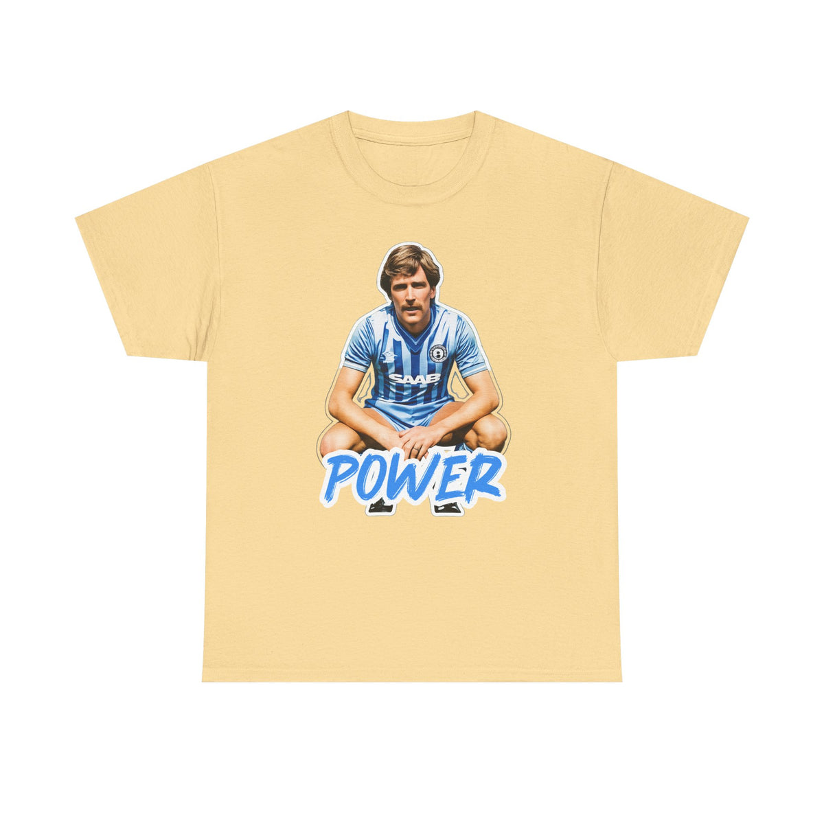 Paul Power Manchester City Legend Player Graphic Tee — Retro Football Jersey Design