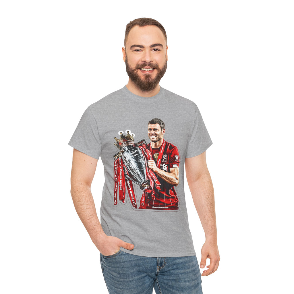 James Milner Liverpool Premier League Champion Trophy T-Shirt — Player Holding Premier Trophy