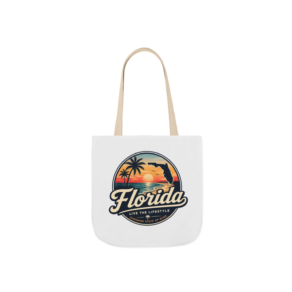 Florida Sunset Canvas Tote Bag — Retro Palm Beach Design