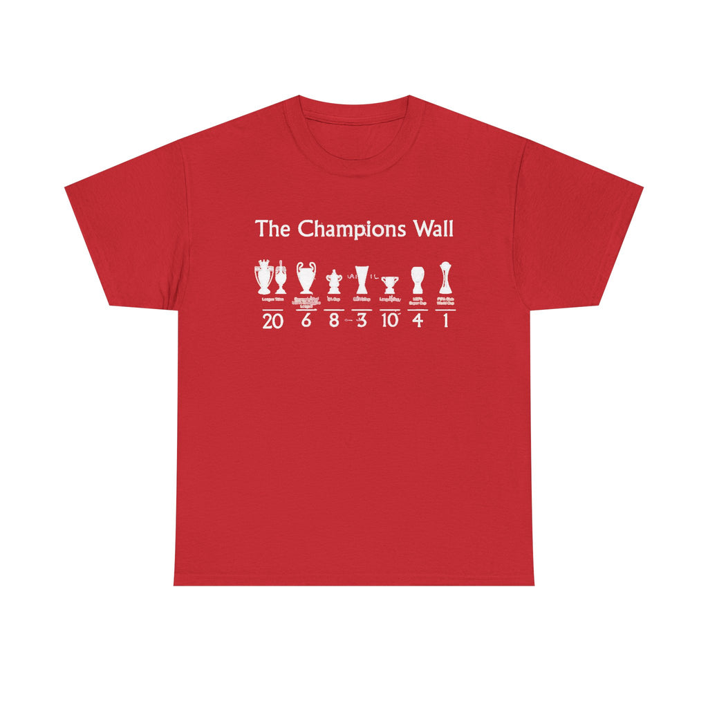 Liverpool The Champions Wall T-Shirt – Soccer/Football Trophy Timeline Tee