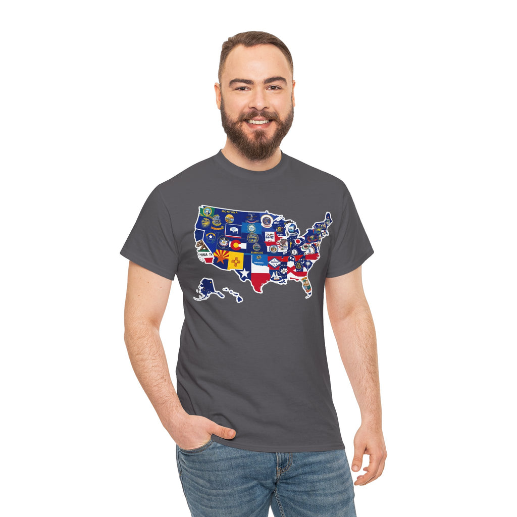 USA Map Flag T-Shirt — United States State Flag Map Tee