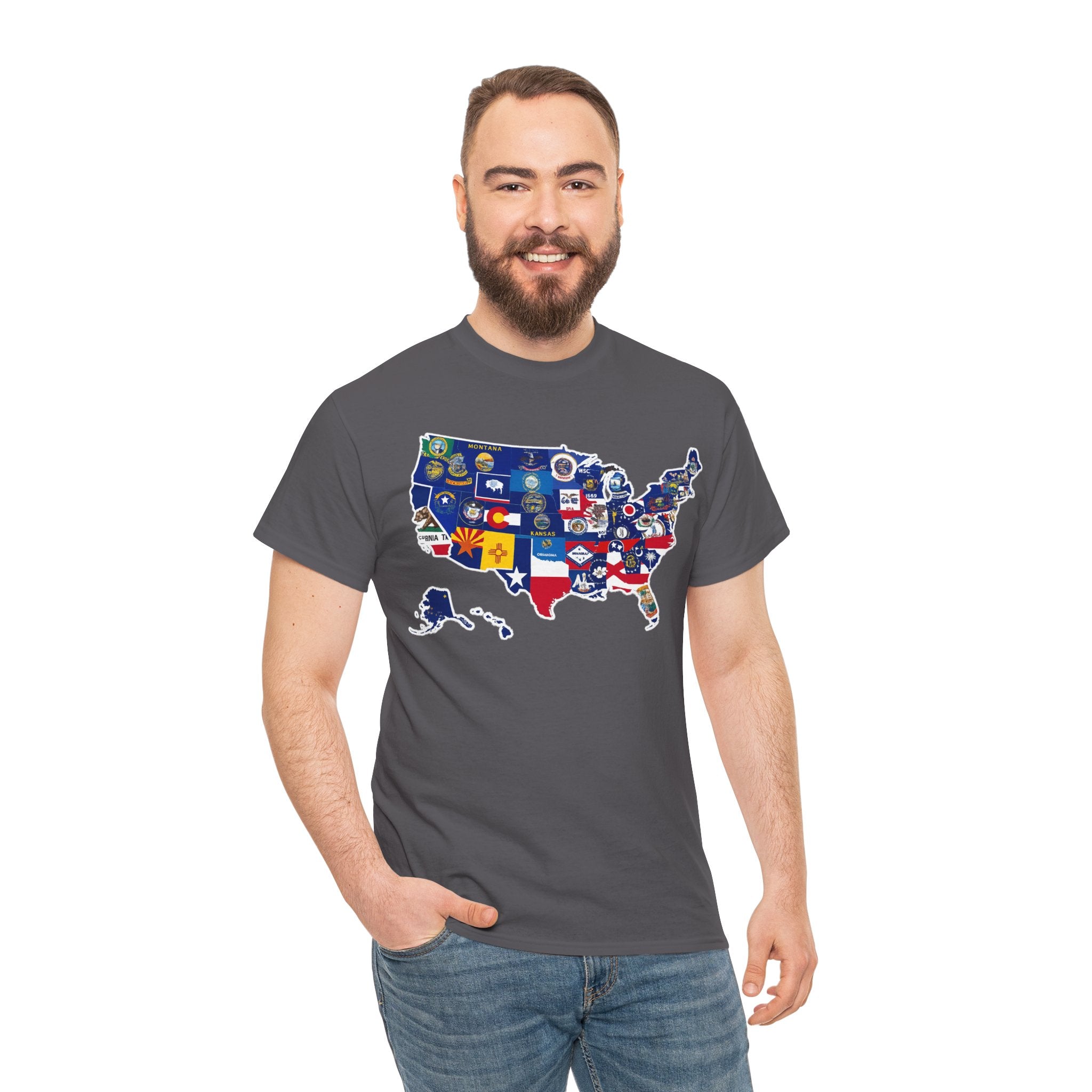 USA Map Flag T-Shirt — United States State Flag Map Tee