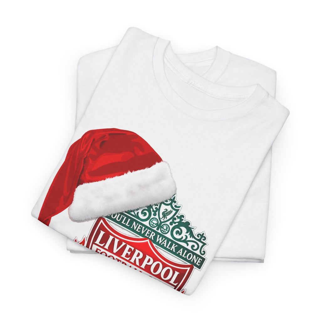Liverpool FC Crest T‑Shirt with Santa Hat — Christmas Football Fan Tee