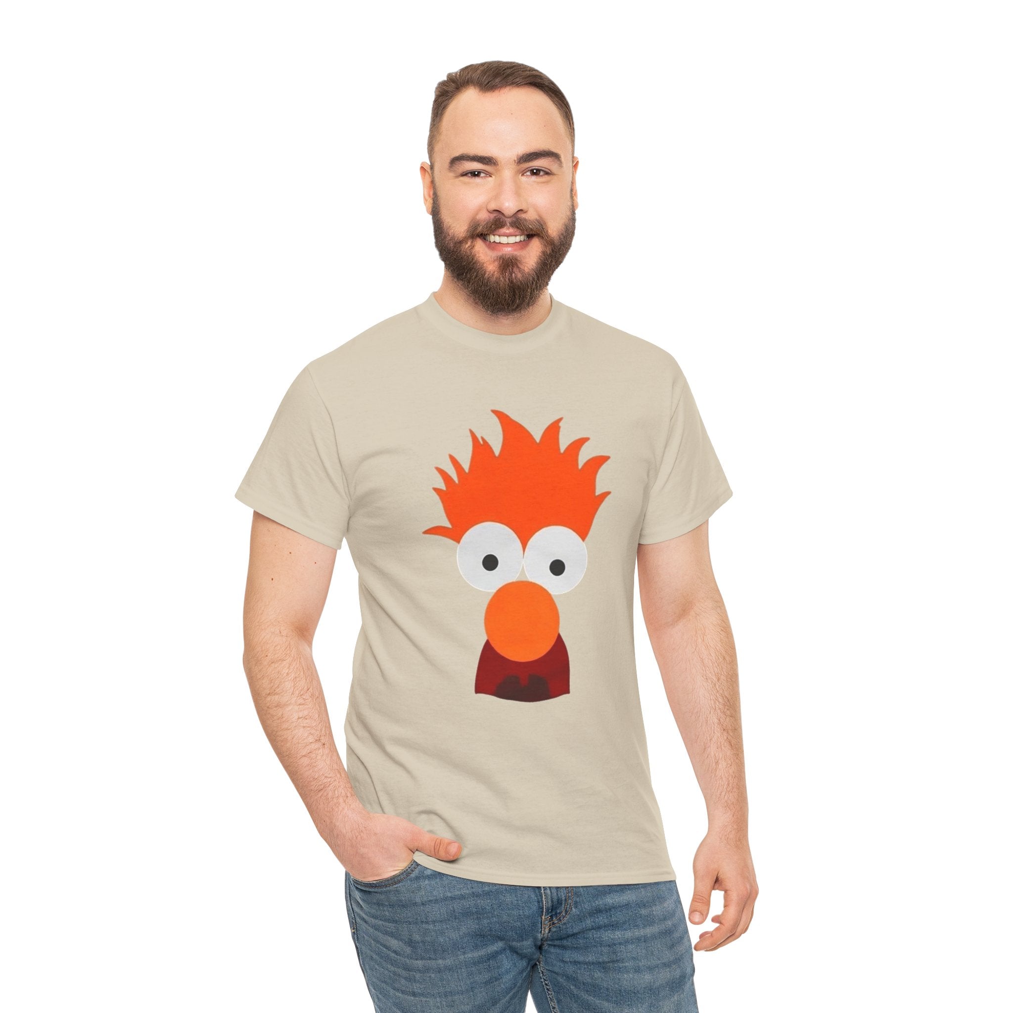Beaker-Inspired Graphic Tee — Cute Orange Muppet Face T-Shirt