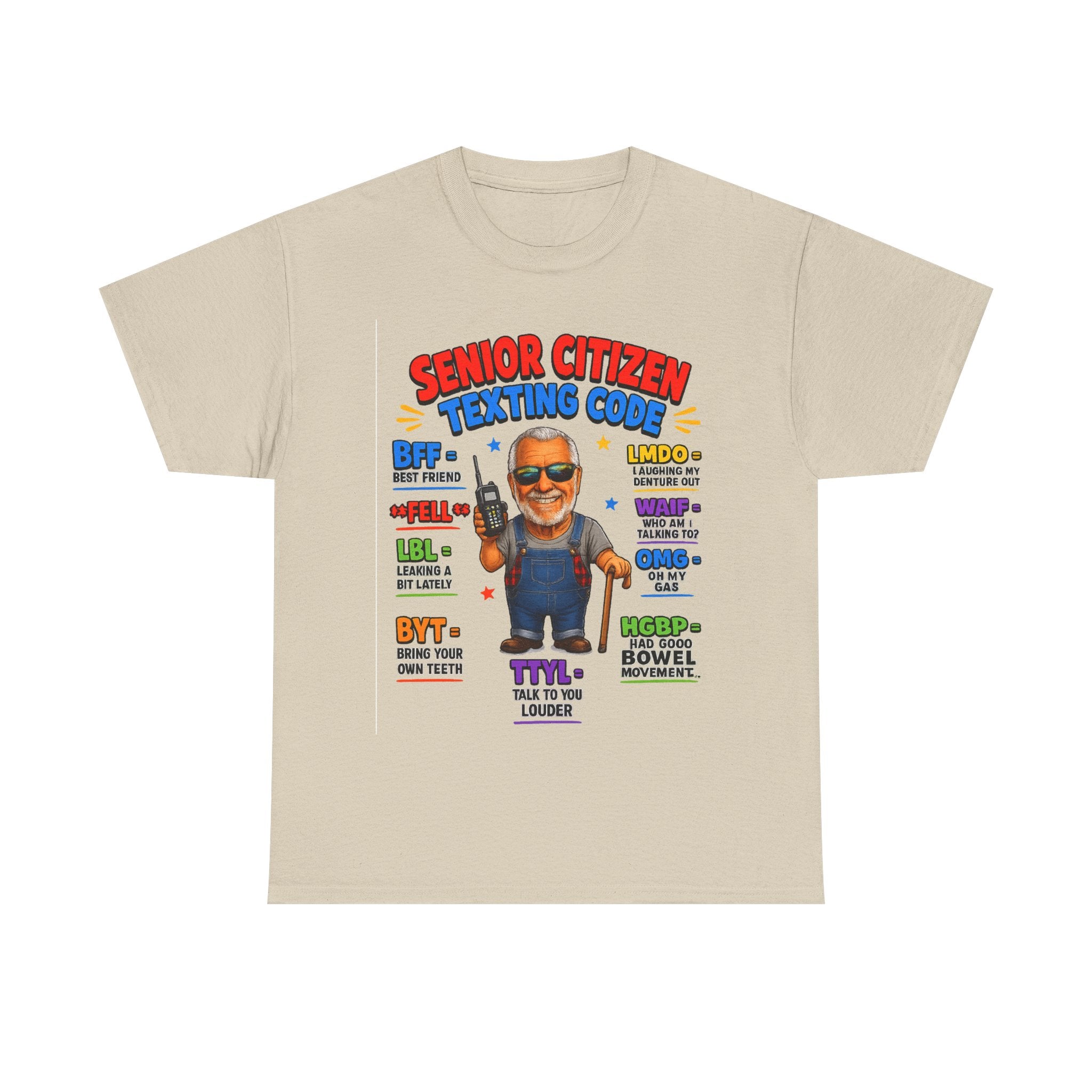 Senior Citizen Texting Code T-Shirt — Funny Grandpa Grandma Retirement Gift