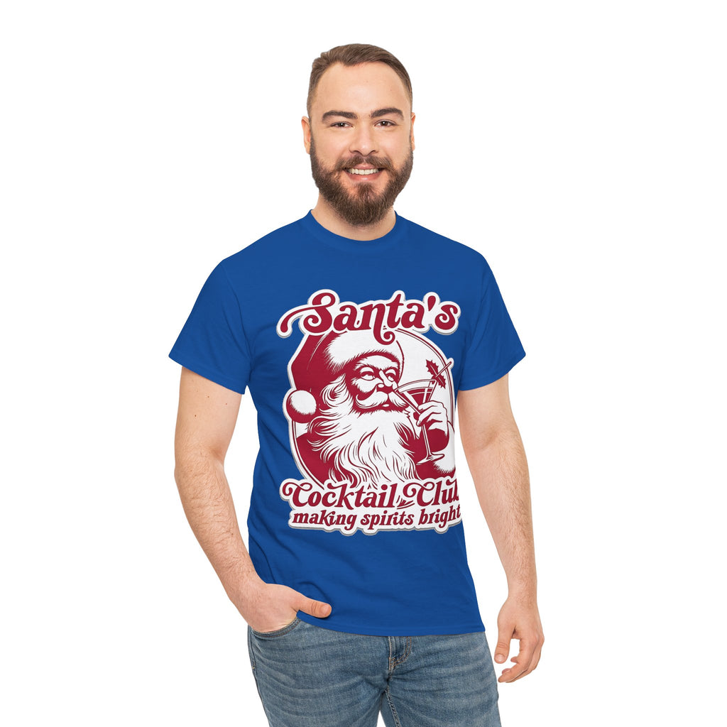 Santa’s Cocktail Club Tee — "Making Spirits Bright" Christmas Shirt