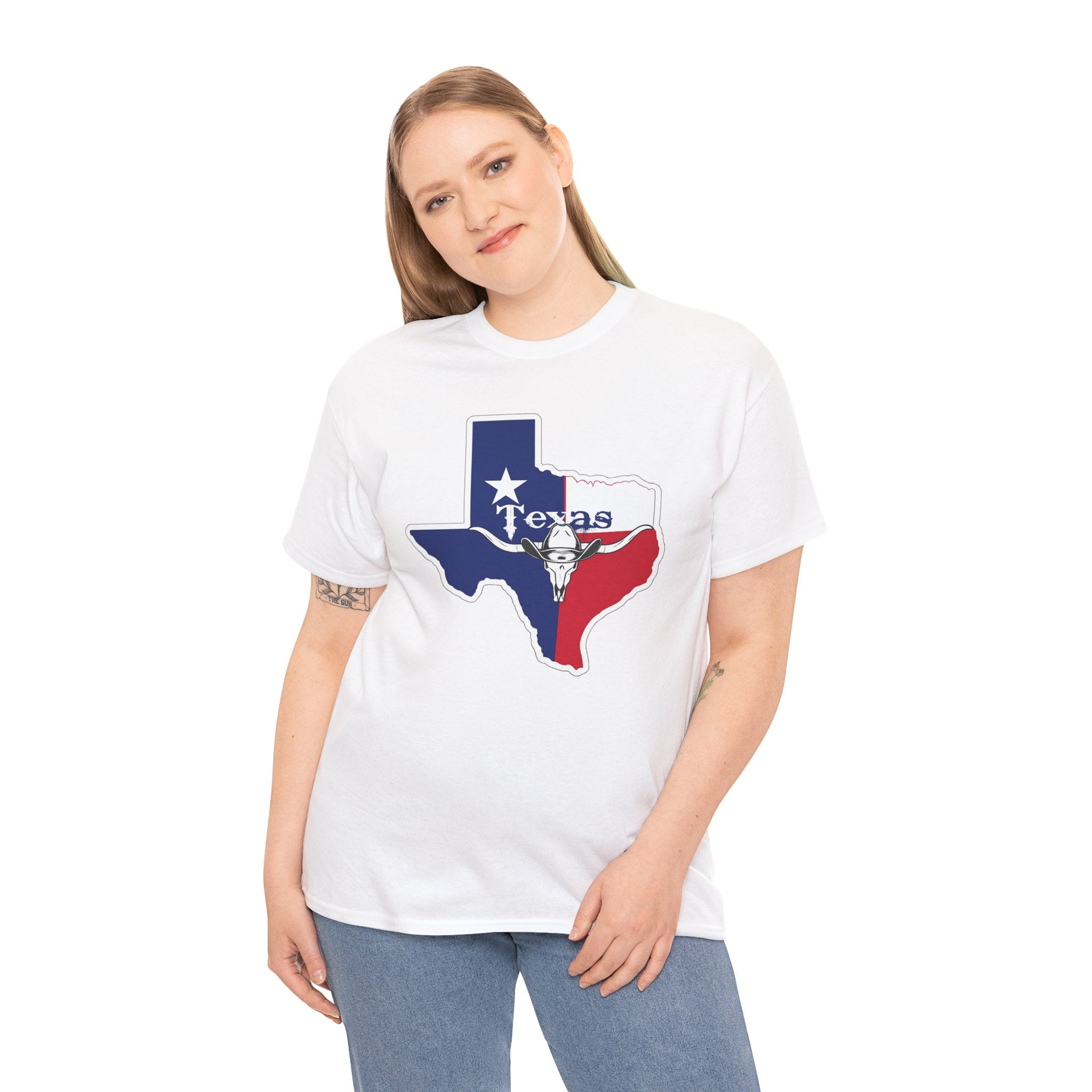 Texas Flag Outline T-Shirt — Lone Star State Map Tee with 'Texas' Text