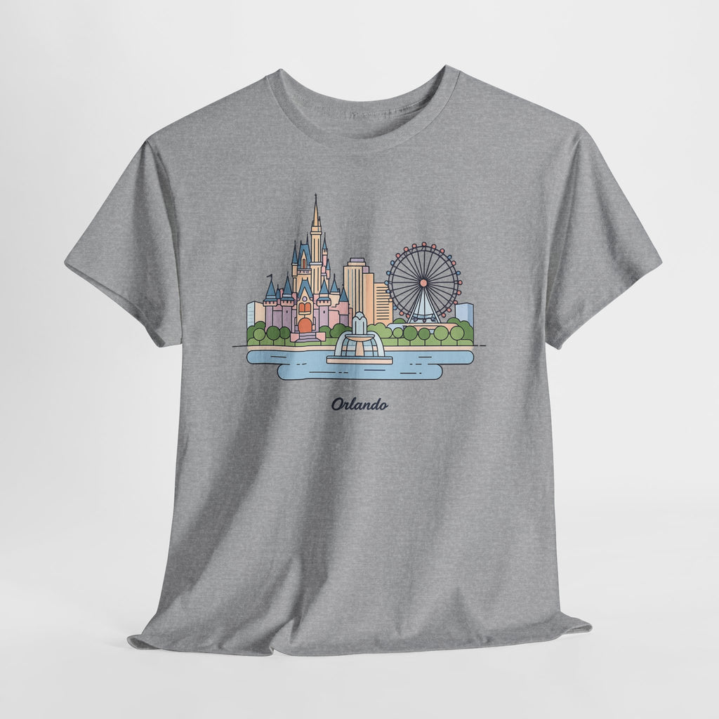 Orlando Skyline T-Shirt — Cute Cityscape Graphic Tee with 'Orlando' Text