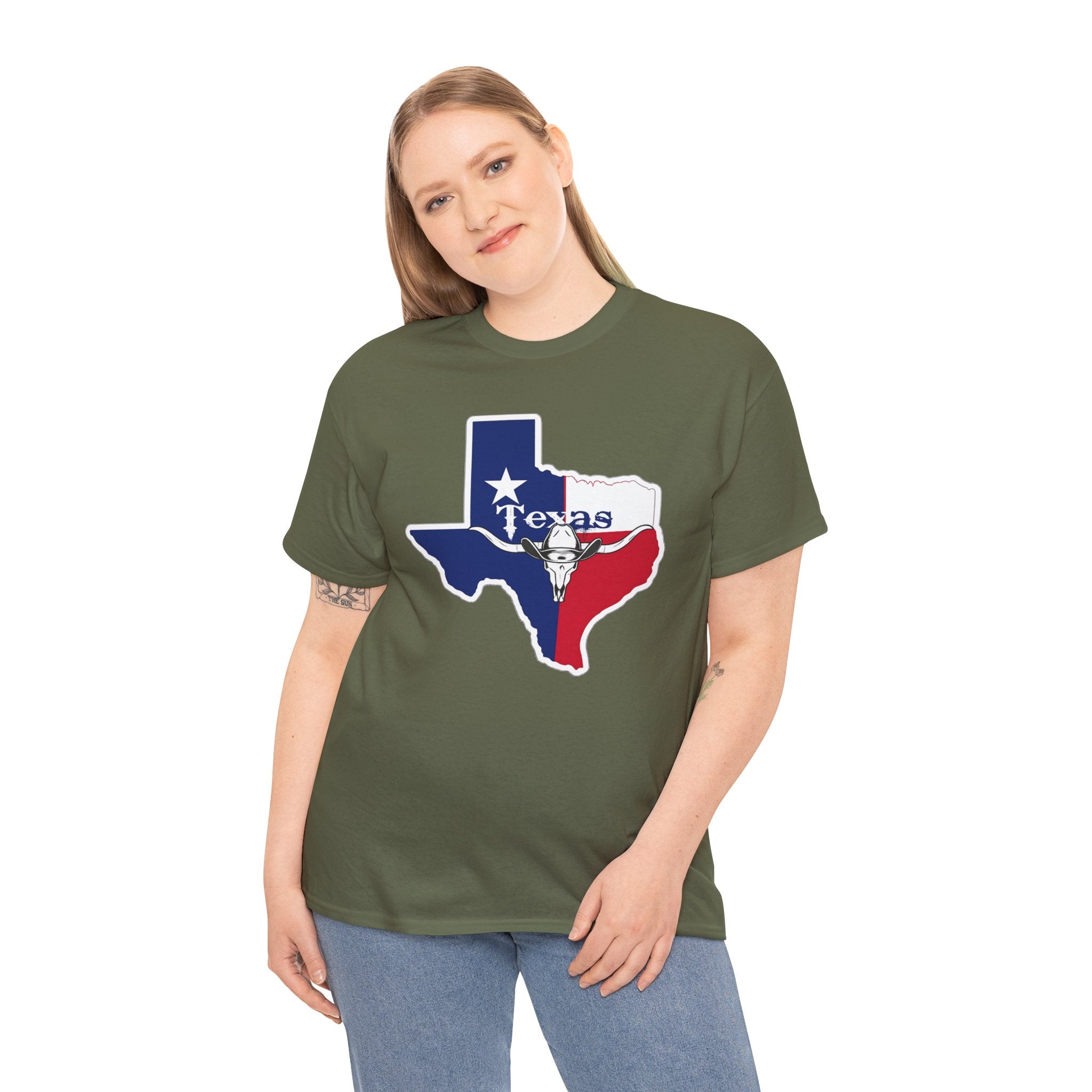 Texas Flag Outline T-Shirt — Lone Star State Map Tee with 'Texas' Text