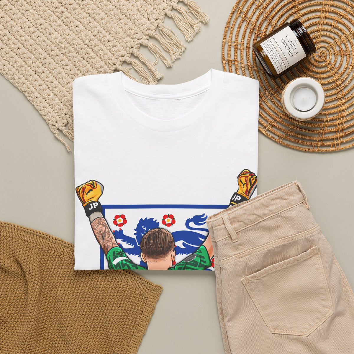 Pickford England Number 1 Goalkeeper Graphic Tee — Victory Pose Jersey Design