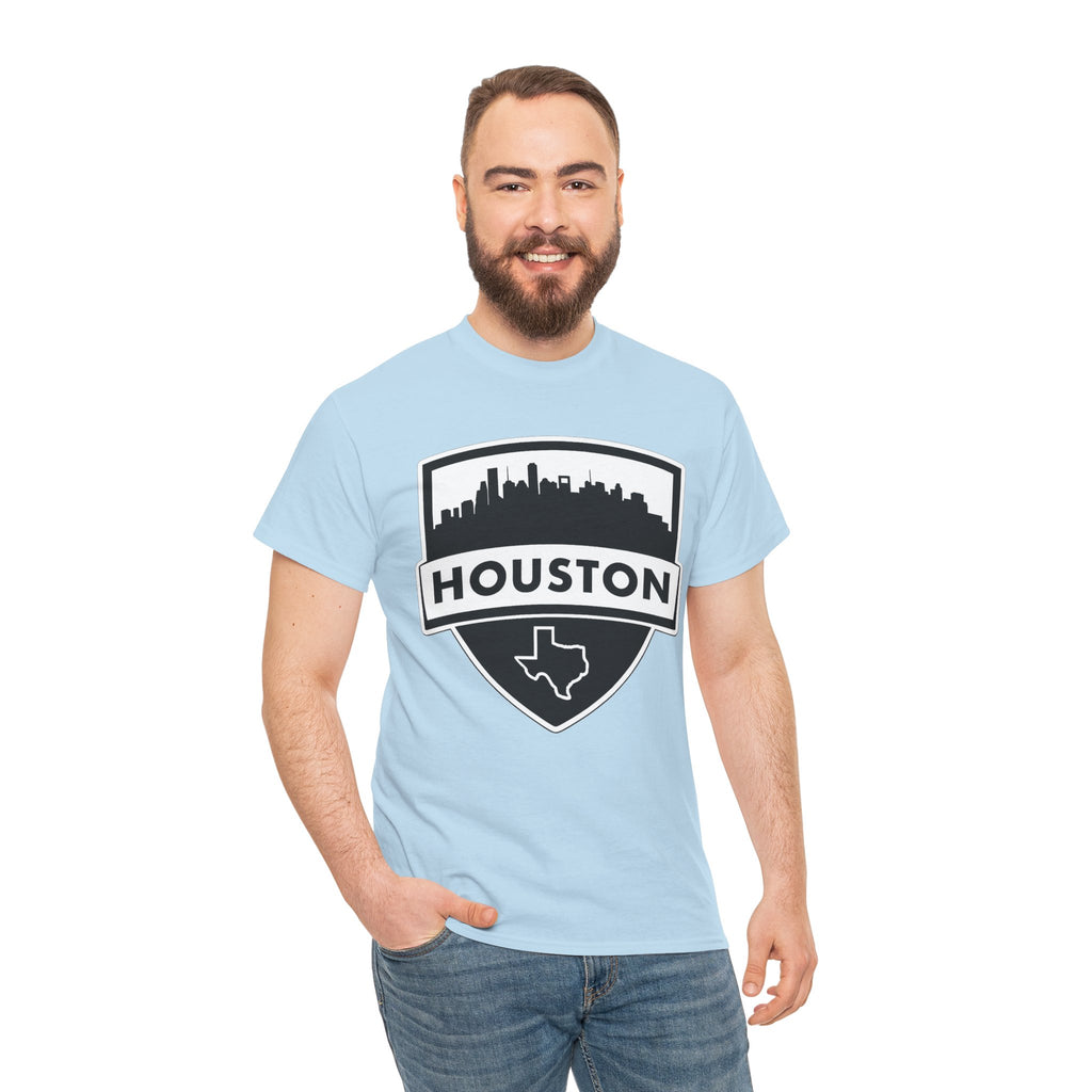 Houston Skyline Shield T-Shirt — Texas Outline City Pride Tee