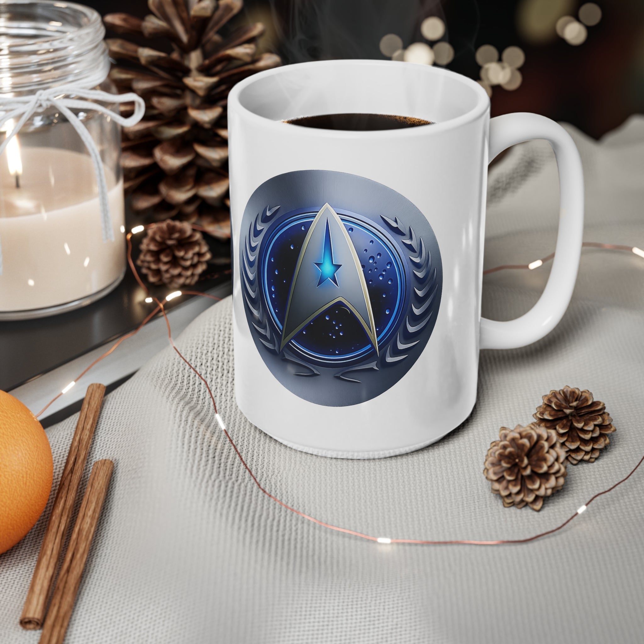 Starfleet Emblem Ceramic Mug — 11oz & 15oz Sci‑Fi Coffee Cup